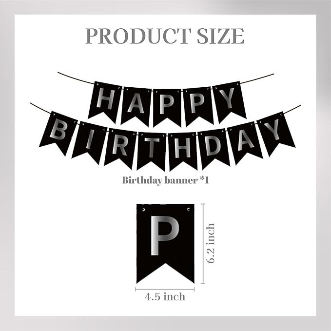 ZHENGYE Black Happy Birthday Banner - Birthday Party Theme for Kids & Girls - Party Decorations & Supplies