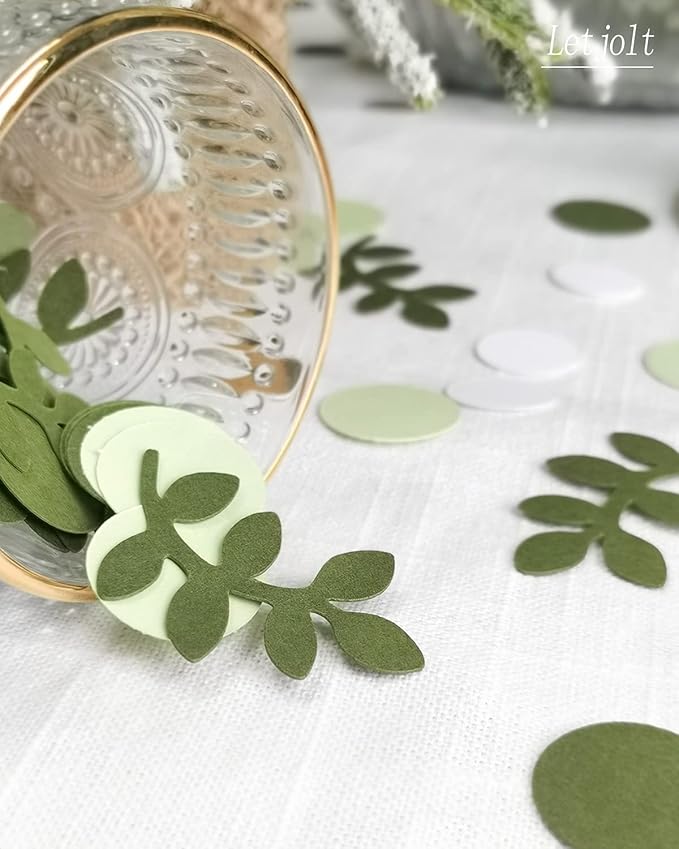 210 Pcs Baby Shower Confetti Greenery Glitter Table Decorations Eucalyptus Golden Scatter Country Nature-Theme Party St.Patrick's Day Wedding Christmas Supplies