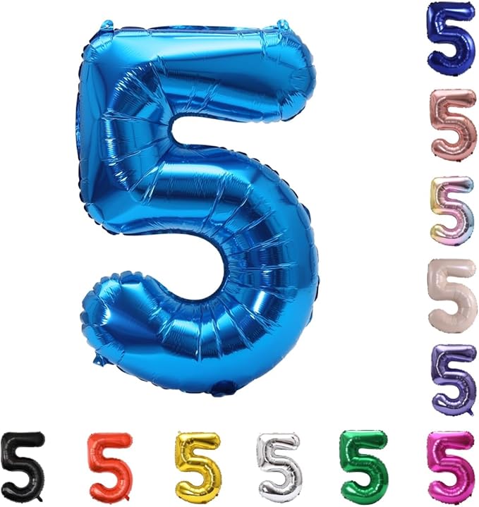 YPSelected 32 Inch Large Foil Helium Number Balloon Birthday Wedding Party 0-9 (Blue, 5)