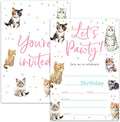 Cat Birthday Party Invitation Cards For Girls Boys Kids, Let's Pawty Birthday Party Supplies Favors, 20 Fill-In Invitation Cards with Envelopes -20