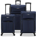 U.S. Traveler Anzio Softside Expandable Luggage with Spinner Wheels, Navy, 3-Piece Set (22/26/30)