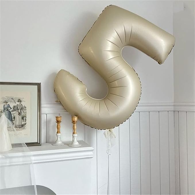 Cream 15 Foil Balloon Numbers, 40 Inch Giant Beige 15th Birthday Balloons for Boys Girls, Neutral Number 1 & 5 Ivory White Helium Balloon for Women Men 15th 51st Anniversary Party Decorations Supplies