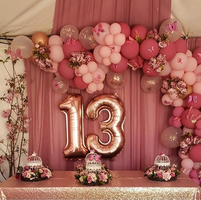 40 Inch Rose Gold Number Balloon 3, Large Number Foil Balloons Mylar for Girl Boy Birthday Party Celebration Decorations Supplies, Digital Balloons for Wedding Anniversary Events Decorations