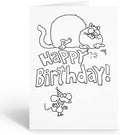 Stonehouse Collection | Happy Birthday Kid Set of Coloring Greeting Cards | 12 Cat and Mouse Color Card and Envelopes (Cat)