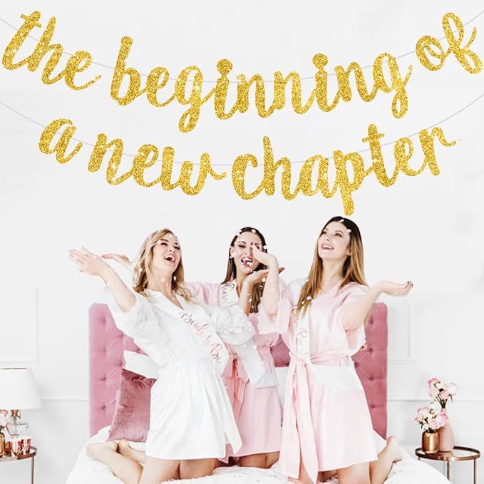 BEISHIDA Glitter Gold The Beginning of A New Chapter Banner, Farewell party decorations,Graduation Sign 2026 Banner,Happy retirement Supplies,Going away party Sign Garland,Graduation banner