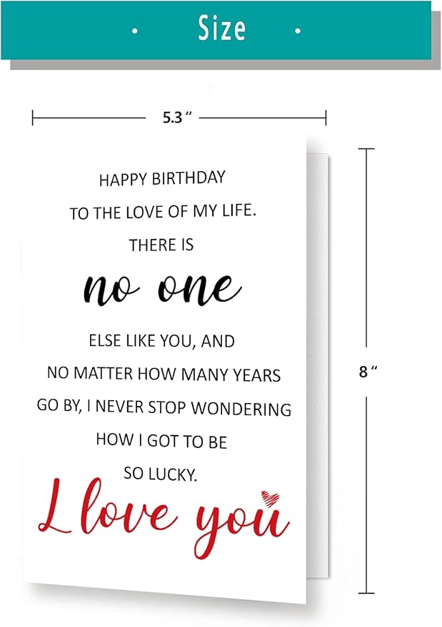 Romantic Birthday Card for Husband Wife Boyfriend Girlfriend Partner, Cute Birthday Love You Cards, Happy Birthday To The Love Of My Life