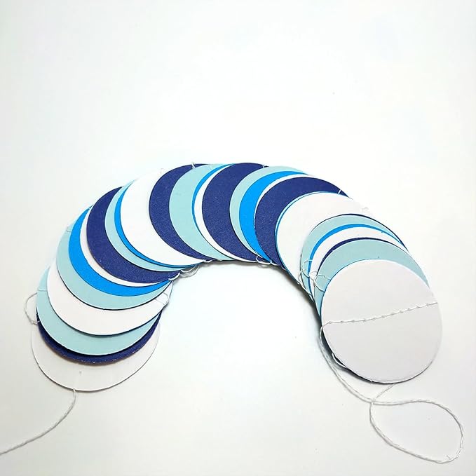 Party Decorations 52 Ft Big Star Garland Circle Dots Garland Paper Backdrop Streamer for Graduation Birthday Bachelorette Engagement Wedding Bridal Shower Baby Shower (Blue Set)