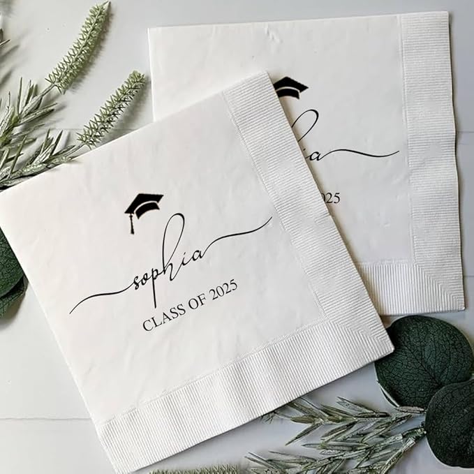 Personalized Graduation Party Disposable Napkins, Custom Grad Party Decor, Class Of 2025, Congratulations Grad, Gifts For Graduations Parties Style 4