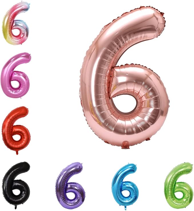 40 Inch Large Foil Helium Number Balloon Birthday Wedding Party 0-9 (Rose Gold, 6)