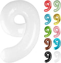White Number 9 Balloon 40 Inch, 9 Balloon Number, 9th Birthday Decorations, White Party Supplies for Boys Girls