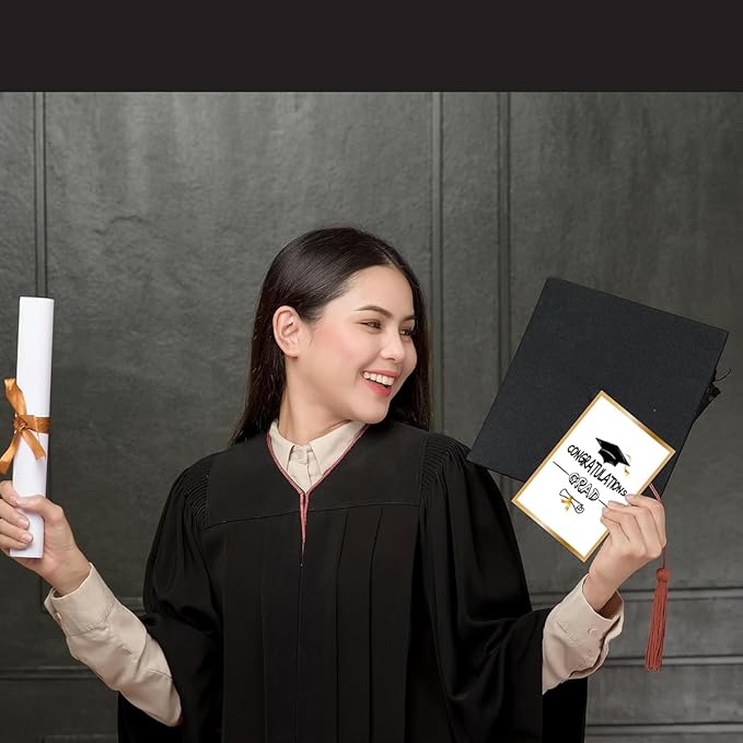 6 Pack Gold Foiled 5x7in 2025 Graduation Cards 2025 with Envelopes and Stickers,6 Elegant Designs Graduation Card Pack