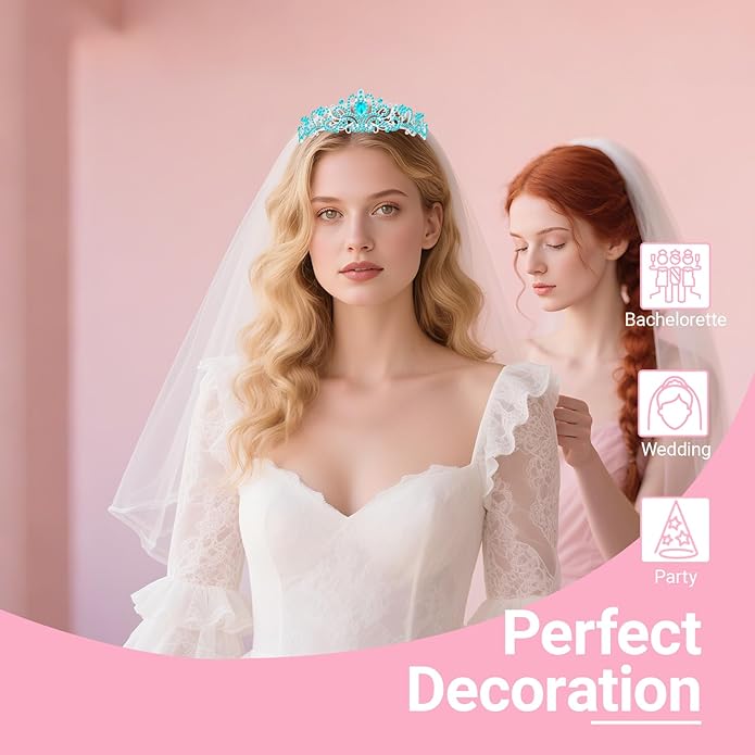 3Pcs Bride to Be Crown with Sash and Veil for Bachelorette Party Decorations, Bridal Shower Accessories for Gift, Favors