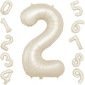 40 Inch Cream Number 2 Balloon, Beige Large 2nd Birthday Balloons, Digital 2 Cream White Giant 2 Foil Balloon Helium for Boys Girls 2nd Birthday Decorations Anniversary Baby Shower Party Supplies
