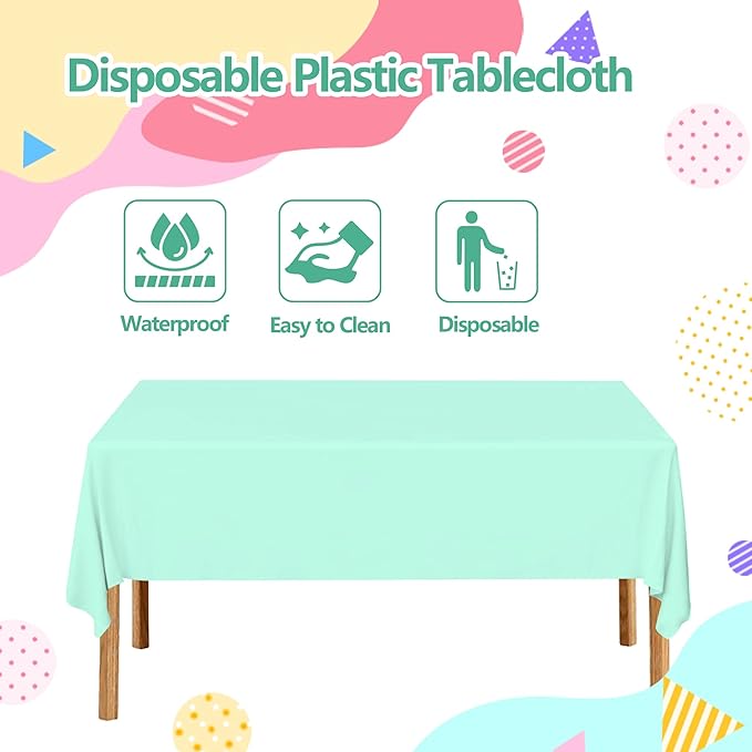 12 Pack Plastic Table Cloths for Parties,Pastel Plastic Tablecloth,54x108 Inch Disposable Rainbow Rectangle Table Cover for Birthday Wedding Baby Shower Party Decoration