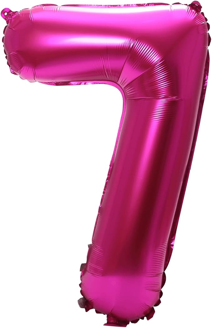YPSelected 32 Inch Large Foil Helium Number Balloon Birthday Wedding Party 0-9 (Rose Red, 7)
