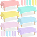 12Pcs Pastel Tablecloths, Rainbow Mix Color Plastic Tablecloth Disposable Rectangle Table Covers for Baby Shower,Bridal,Wedding, Easter,Birthday and Ice Cream Party Decoration, 54 x 108 Inch