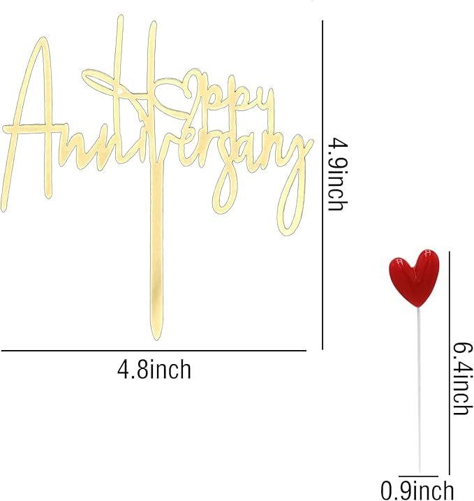Happy Anniversary Cake Topper Happy Anniversary Cake Decorations for Party Decorations (middle heart)