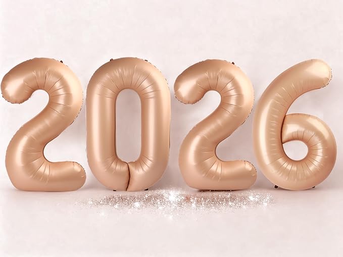 Light Brown Number Balloons Party Decorations for 2026, 40 Inch Happy New Years Decorations 2026, Light Brown Large 2026 Numbers for Graduation