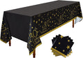 Gatherfun 30th Birthday Disposable Tablecloth 4 Pack Gold and Black Waterproof Plastic Table Cover for Men Woman 30 Birthday Party Decorations