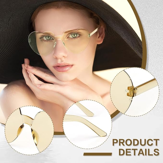 Heart Sunglasses 2 Pairs Heart Shaped Sunglasses Womens Heart Glasses Rave Sunglasses for Women Party Favors