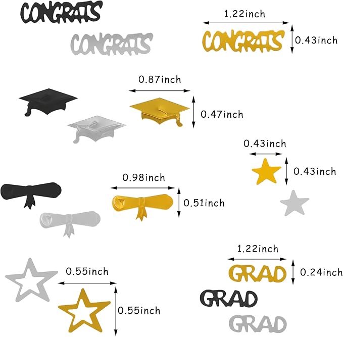 Graduation Party-Decorations Black Gold-Silver Confetti - 2025 Congrats,Grad,Star,Graduation Cap,Diploma Table Decor Confetti Graduation 2025 Lasting Surprise