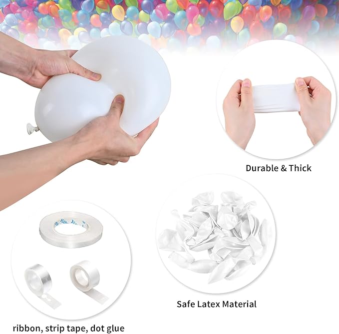 Matte White Balloons Cream Latex Balloon 5 10 12 18inch Different Sizes 103pcs White Balloons Kit for Kids Birthday Party Decoration Baby Shower Wedding Annversary Holiday