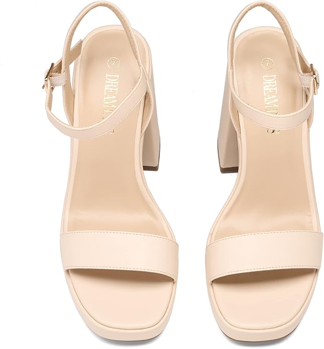 DREAM PAIRS Heels for Women Block Chunky Platform High Heels Open Toe Fashion Wedding Party Evening Prom Dance Ankle Strap Dress Pump Sandals Shoes