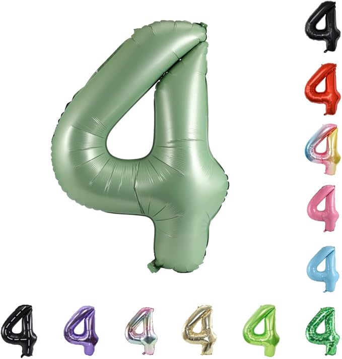 40 Inch Large Foil Helium Number Balloon Birthday Wedding Party 0-9 (Olive Green, 4)