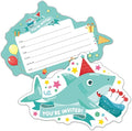 RZHV 15 Pack Blue Shark and Birthday Cake Shaped Fill-In Invitations Cards With Envelopes for Boys & Girls Adults, Funny Baby Shower Party Birthday Party Invite (Baby Shower)