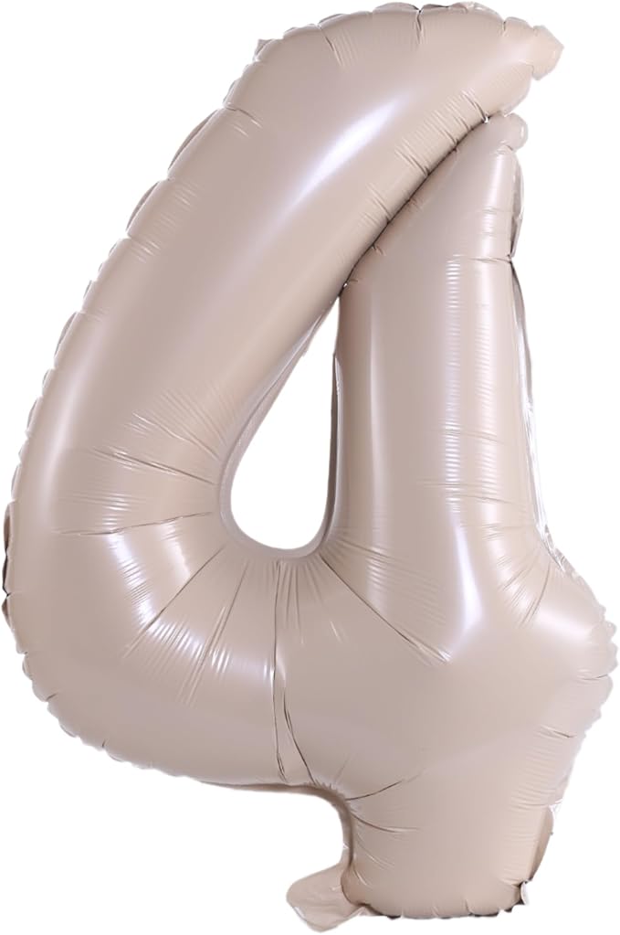 YPSelected 32 Inch Large Foil Helium Number Balloon Birthday Wedding Party 0-9 (Cream, 4)