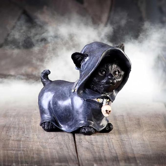Halloween Black Cat Statue Decor Gothic Cat Lovers Witchy Home for Outdoor Patio Lawn Yard Decoration (Black)