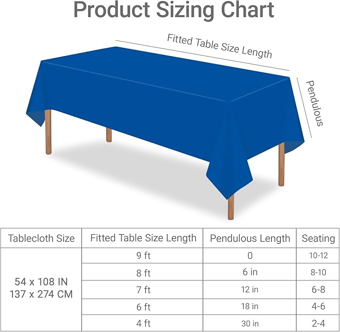 MRJ 3 Pack Royal Blue Plastic Tablecloths 54 x 108 Inch for Rectangle Tables Decorative Party Holiday Birthday Disposable Table Cloth