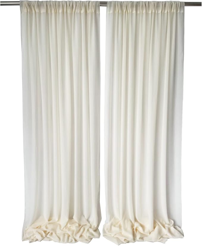 EHLDekol Sheer Chiffon Backdrop Curtains 10ft x 10ft (5ft x 2Panels)， Chiffon Fabric Drapes for Wedding, Long Sheer Curtain for Living Room, Arch Party Stage Decoration (Ivory, 120 x 120 Inch)