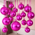 12PCS Hot Pink Round Foil Balloons, 22" 15" 10" Large 4D Ball Balloons Metallic Hot Pink Mirror Sphere Balloon for Valentines Galentines Day Wedding Women Birthday Party Ceiling Decorations