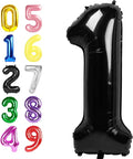 Number Balloons 40 Inch Black 1 Balloons for First Birthday Party Decoration, Foil Number One 1st Ballon for 1, 10, 11, 12, 18, 100 Celebration, Boy and Girl Birthday, Baby Shower, Anniversary Decor