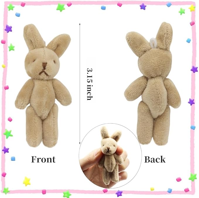 Mini Plush Bunny, 12 Pcs Tiny Stuffed Animals, 3.2 Inch Easter Bunny Doll, Soft Rabbit for Easter, Birthday, Wedding Decorations, Easter Basket Stuffers (3.2 Inch)