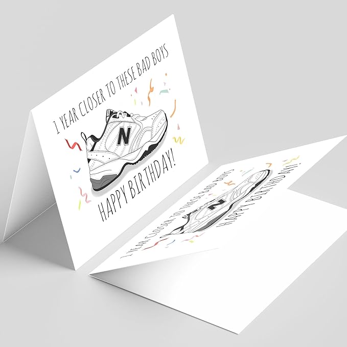 PIUST Funny Dad Shoes Birthday Card, New Balance Shoes Birthday Card for Him, Happy Birthday Card for New Dad, 1 Year Closer To These Bad Boys (68)