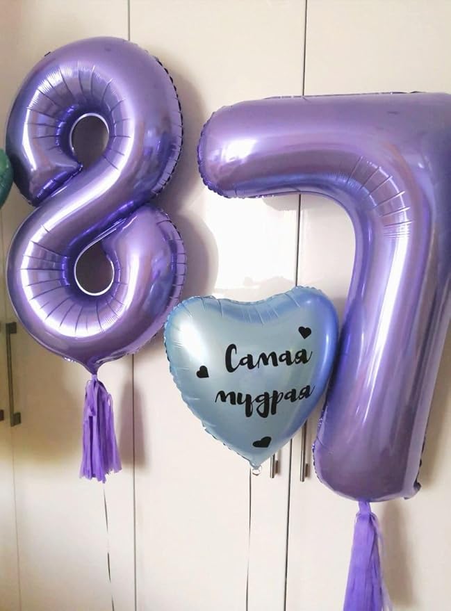 40 Inch Balloon Purple Number 8 Big Foil Helium Number Balloons Giant Mylar Number 8 Balloons for 18 28 68 80 88 Birthday Anniversary Party Decorations Supplies