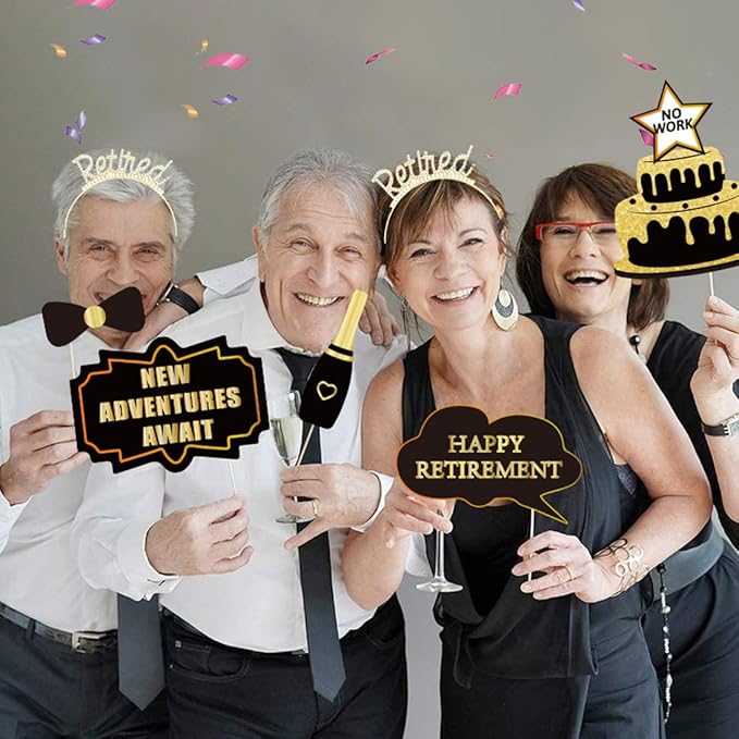 Happy Retirement Party Decorations - Crown and Sash Set Gifts for Women (Gold)