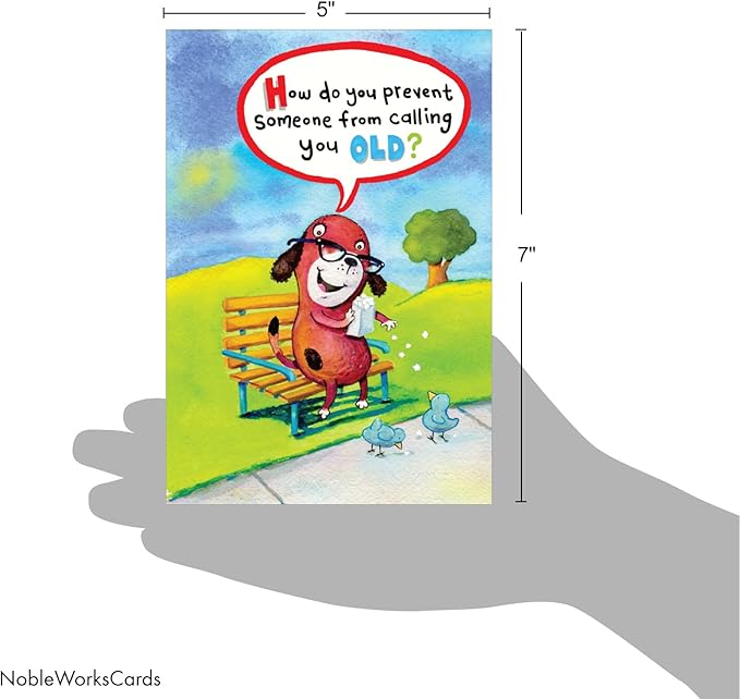 NobleWorks - 1 Awesome Birthday Greeting Card - Cartoon Art, Happy Funny Bday Note - Hearing Aid C2444BDG
