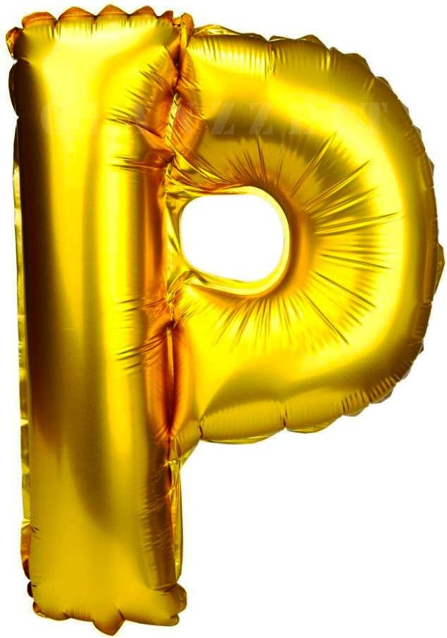 Glanzzeit 16 Inch Gold Balloons Decor Letters A to Z Numbers 0 to 9 for Wedding Prom Birthday Party (Letter P)
