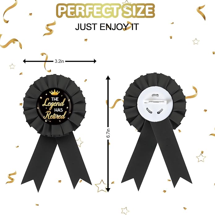 Black The Legend Has Retired Tinplate Badge Pin, Happy Retirement Button, I'm Retired Award Badge Pin, Farewell/Going Away Party Decorations for Men to Wear