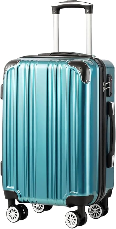 Coolife Luggage, Suitcase with Durable and Lightweight, Large Checked Luggage with PC+ABS Hardshell Expandable, Dual Spinner Wheels, TSA Lock, and YKK Zipper (green new, L(28in))