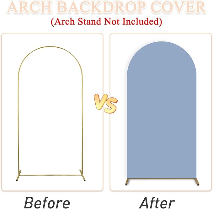 Dusty Blue Wedding Arch Cover Set of 3 Spandex Fitted Arch Stand Covers 5ft 6ft 7ft Balloon Arched Cover Stretchy Backdrop Chiara Arch Backdrop Covers for Baby Shower Wedding Ceremony Party Events