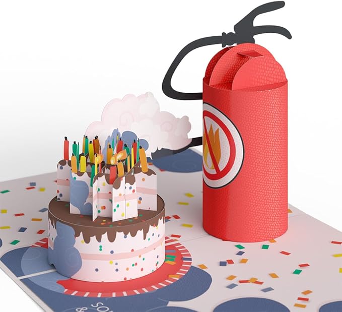 Lovepop Happy Birthday Pop-Up Card for Her and Him- 3D Humor Birthday Greeting Cards for Boys, Girls, Men, Women - Holy Smokes - 5" x 7" Fire Extinguisher Card- Blank Notecard & Envelope Included