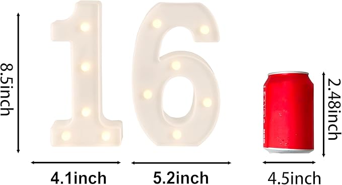16th Birthday Decorations for Girls Boys,Sweet 16 Party Decorations for Centerpieces Table,Light Up Numbers Sweet 16 Sign for Party Backdrop Wall Decor for 16th Wedding Anniversary Decoration