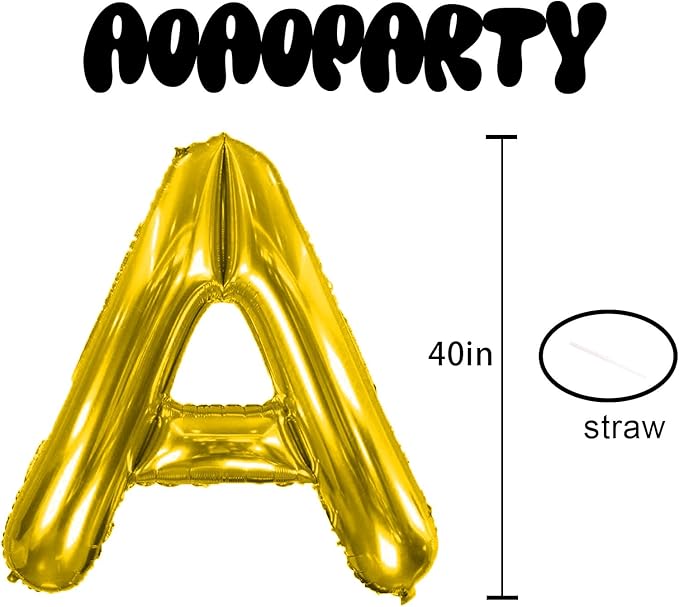 Letter Balloons 40Inch Large Giant big Foil Mylar Gold Balloons A for Birthday Party Decorations