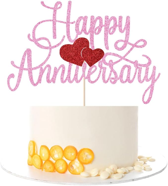 Kaoenla Happy Anniversary Cake Topper - Company Anniversary,Wedding Wedding Anniversary,Birthday Party Selected Decoration Supplies