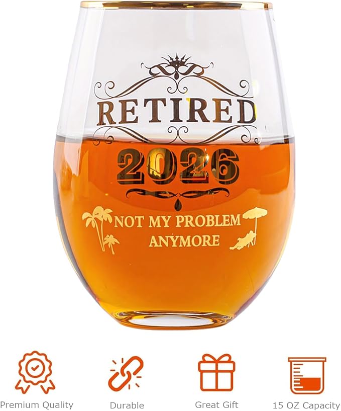 Great Retirement Gift for Women & Men 2026 !Coworker Leaving Gifts,Retirement Decorations, Farewell Goodbye Gifts For Coworkers - Stemless Wine glass
