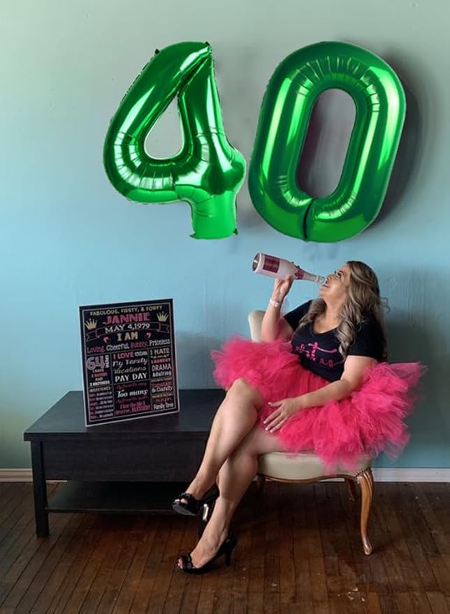 Number 4 Balloons, 40 Inch Foil 4 Balloons for Birthday Party Decoration, Dark Green Number 4 Ballon for 4, 14, 24, 54 Celebration, Birthday, Christmas, Anniversary Decor